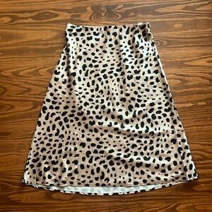 Satin Cheetah Midi Skirt